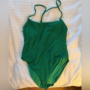 Andie Swim Green Scrunch Lace Up One Piece